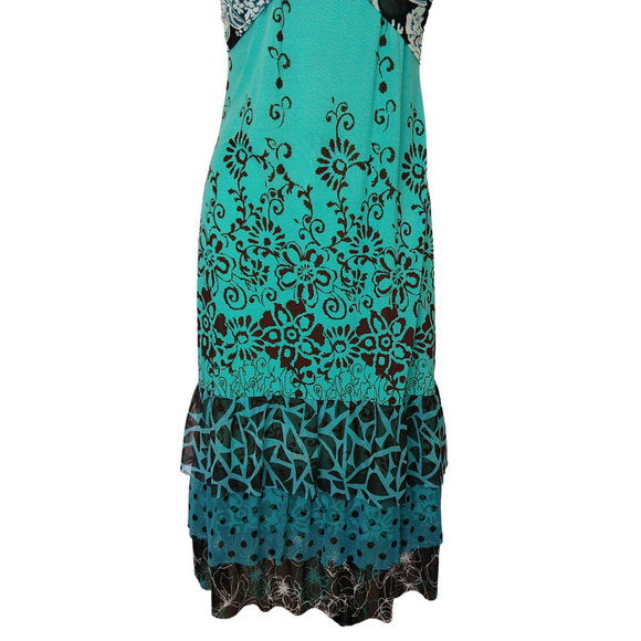 Anac Designed by Kimi Vintage Y2K Mesh Midi Dress Size M Blue Floral Polka Dot - Picture 4 of 9